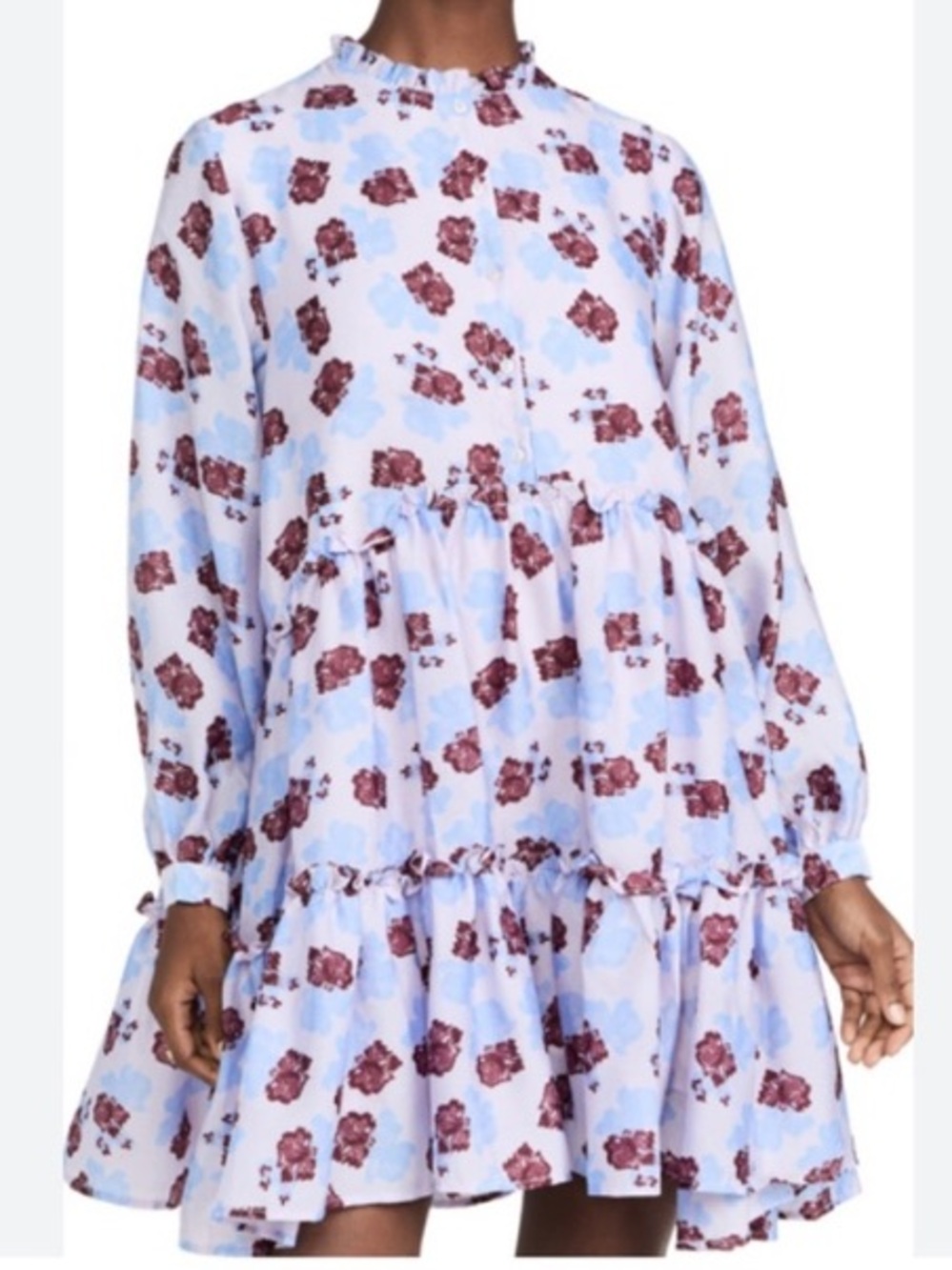 Stella Nova Designer Ruffle tiered long sleeve mini dress